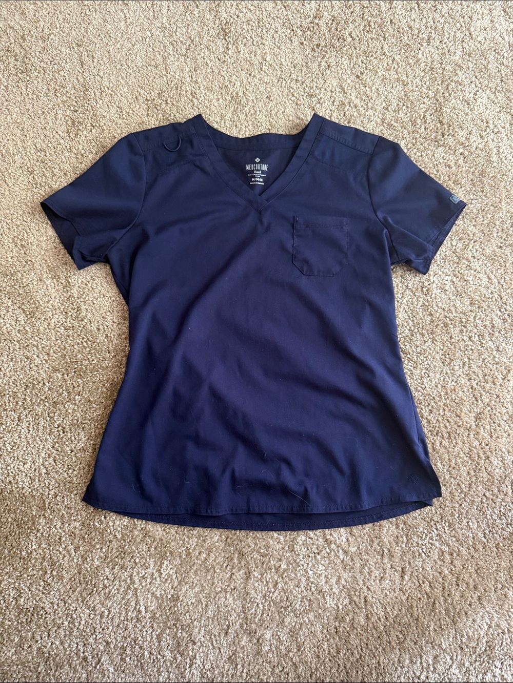 Med Couture Touch Navy V-Neck Short Sleeve Scrub Top